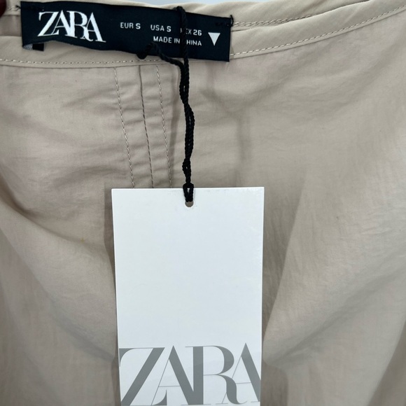 Zara Nylon Balloon Cinched Elastic Hem Relaxed High Rise Midi Skirt - Picture 4 of 5